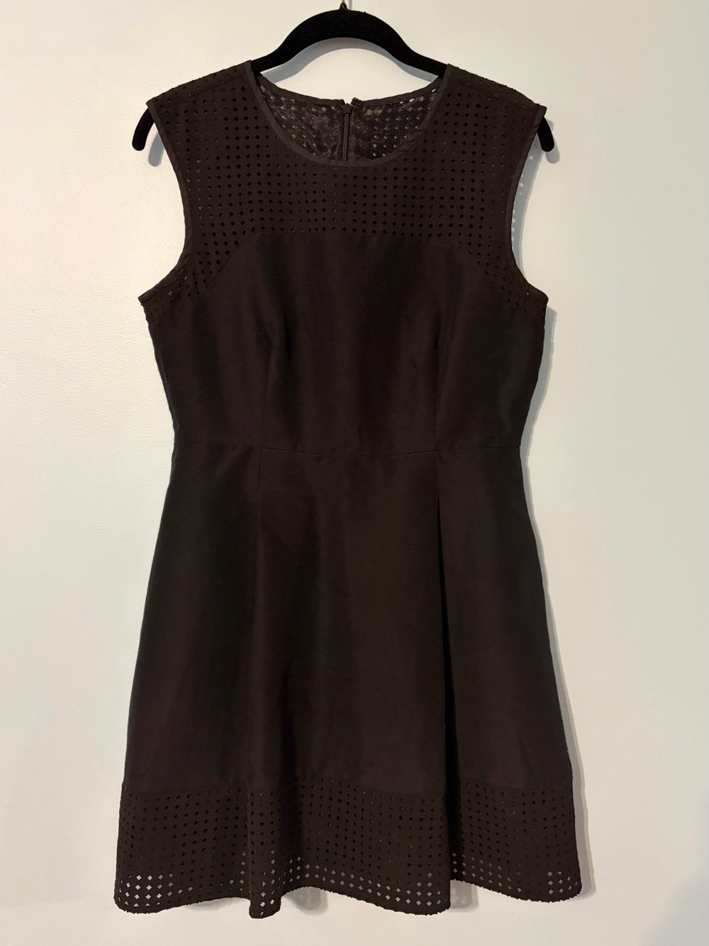 J. Crew Black Sleeveless Eyelet A-Line Dress